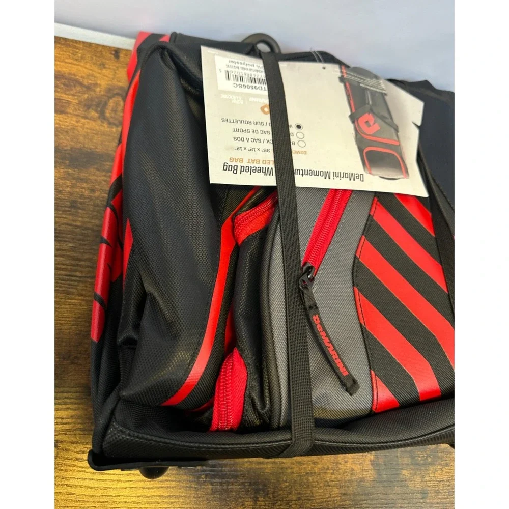 New DEMARINI Momentum 2.0 Wheeled Baseball Softball Equipment Bat Bag Black Red